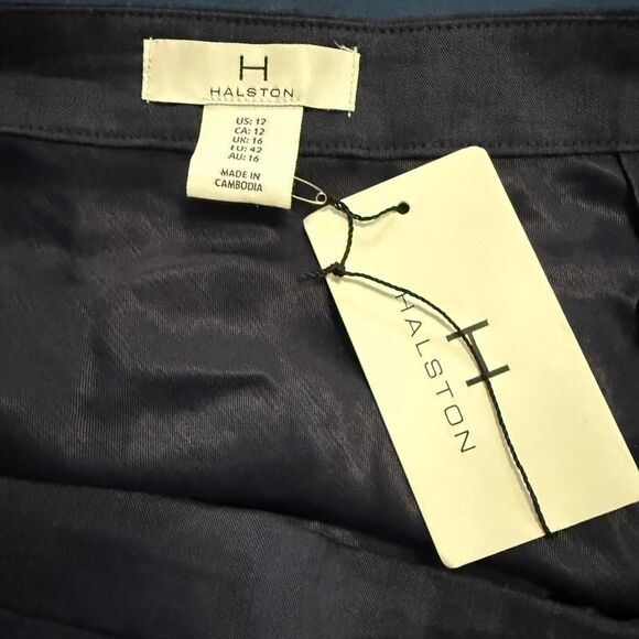 H by Halston US 12 navy blue Linen Blend midi skirt - NEW - Picture 7 of 9